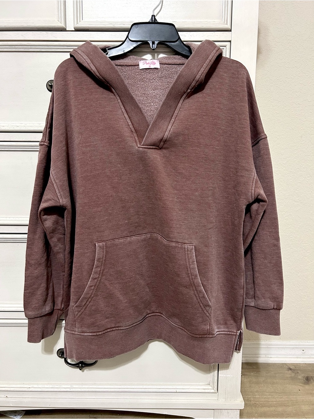 Pink Lily Women's V-Neck Hoodie Sweatshirt